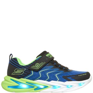 SKECHERS BOYS FLEX GLOW ULTRA TRAINER - BLACK LIME