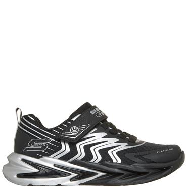 SKECHERS BOYS FLEX GLOW ULTRA TRAINER - BLACK SILVER