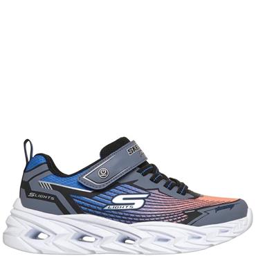 SKECHERS BOYS TRAINERS - BLACK BLUE ORANGE
