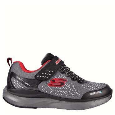 SKECHERS BOYS WATERPROOF STRAP TRAINER - CHARCOAL BLACK