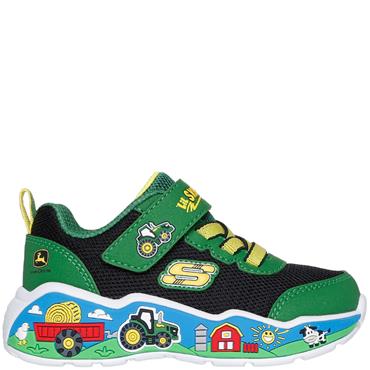 SKECHERS BOYS JOHN DEERE STRAP TRAINER - GREEN BLACK