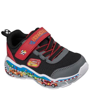 SKECHERS BOYS PLAY SCENE TRAINER - BLACK RED