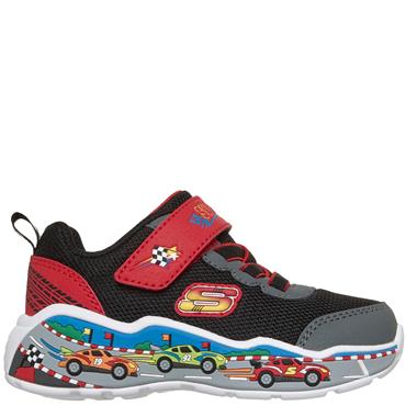 SKECHERS BOYS PLAY SCENE TRAINER - BLACK RED