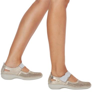 RIEKER WOMENS STRAP COMFORT SHOE - BEIGE