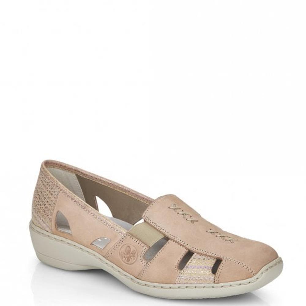 RIEKER WOMENS SLIP ON SUMMER SHOE BEIGE Paul Byron Shoes Ireland