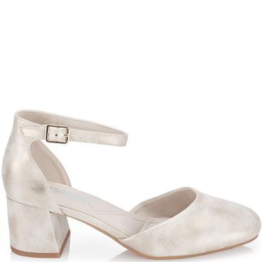 RIEKER WOMENS MID HEEL SANDAL - CREAM