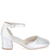 RIEKER WOMENS MID HEEL SANDAL - SILVER PLATINUM