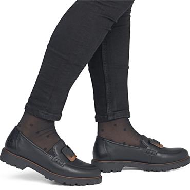 RIEKER WOMENS SLIP ON LOAFER - BLACK