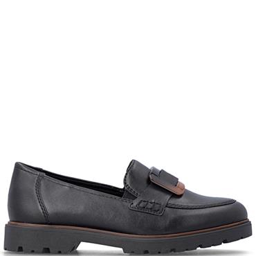 RIEKER WOMENS SLIP ON LOAFER - BLACK