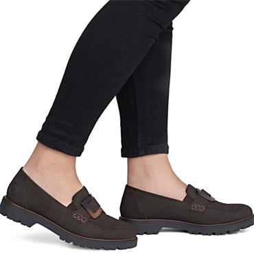 RIEKER WOMENS SLIP ON LOAFER - BROWN