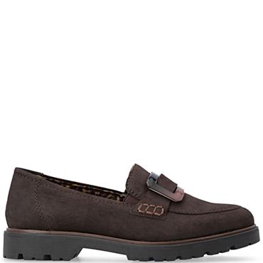 RIEKER WOMENS SLIP ON LOAFER - BROWN