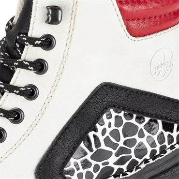 RIEKER WOMENS ZIP LACE ANKLE BOOT - BEIGE MULTI