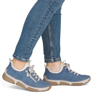 RIEKER WOMENS ZIP LACE COMFORT SHOE - BLUE