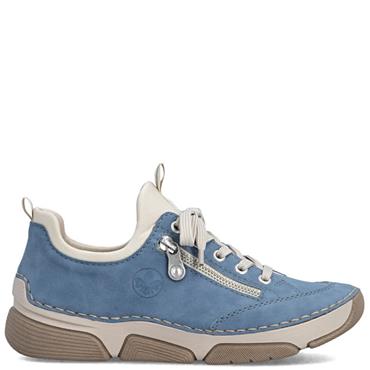 RIEKER WOMENS ZIP LACE COMFORT SHOE - BLUE
