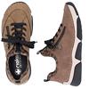 RIEKER WOMENS ZIP LACE COMFORT SHOE - BROWN