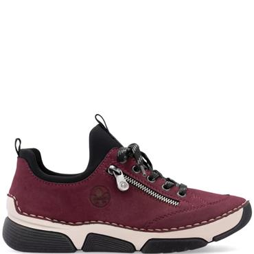 RIEKER WOMENS ZIP LACE COMFORT SHOE - RED MULTI