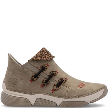 RIEKER WOMENS ZIP ANKLE BOOT - BEIGE
