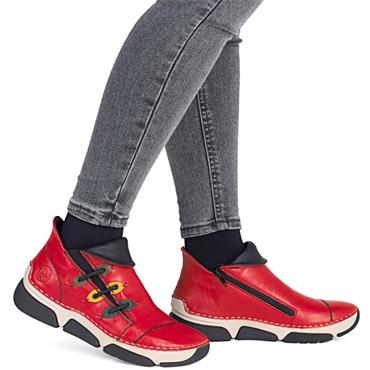 RIEKER WOMENS ZIP ANKLE BOOT - RED