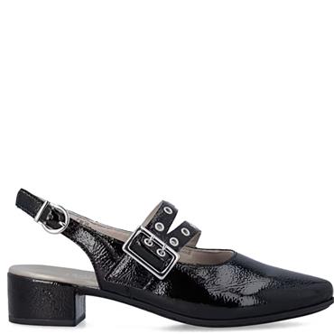 RIEKER WOMENS LOW HEEL SANDAL - BLACK