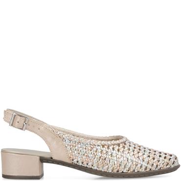RIEKER WOMENS LOW HEEL SANDAL - METALLIC