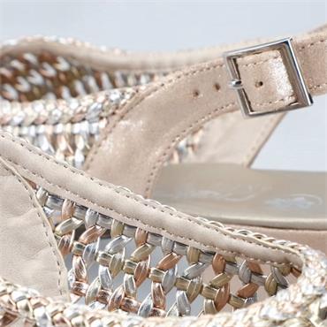 RIEKER WOMENS LOW HEEL SANDAL - METALLIC