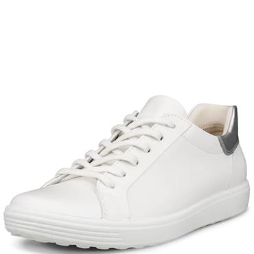 ECCO WOMENS SOFT LACE TRAINER - WHITE