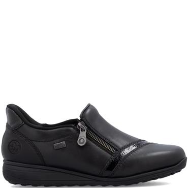 RIEKER WOMENS TEX ZIP COMFORT SHOE - BLACK