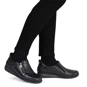 RIEKER WOMENS TEX ZIP COMFORT SHOE - BLACK