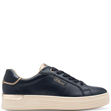 S OLIVER WOMENS LACE TRAINER - NAVY