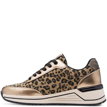 SOLIVER WOMENS ANIMAL PRINT LACE TRAINER - LEOPARD