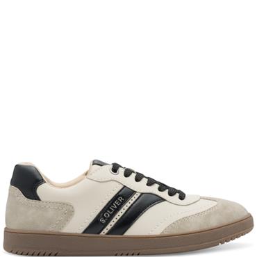 S OLIVER WOMENS LACE TRAINER - BEIGE MULTI