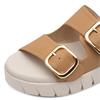 S OLIVER WOMENS WEDGE STRAP SANDAL - CAMEL