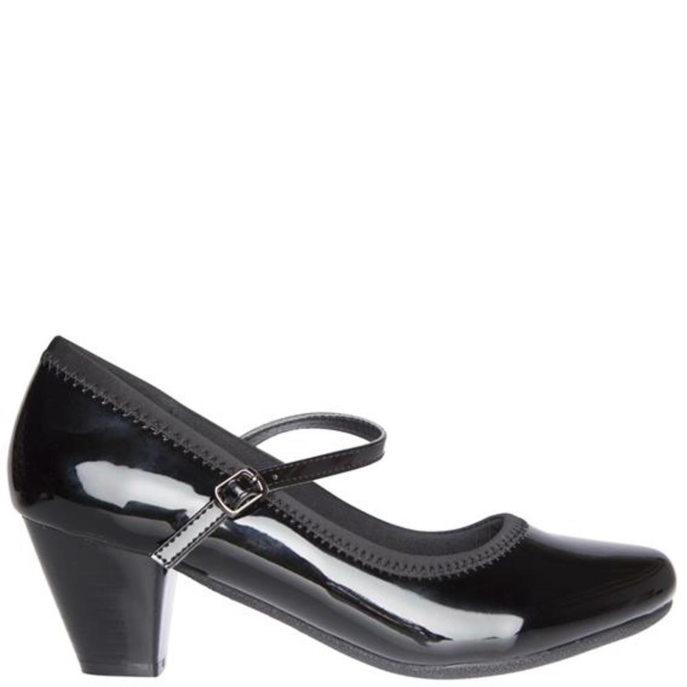 NINE TO FIVE LDS STRAP COURT SHOE BLACK PATENT Paul Byron Shoes