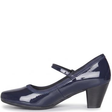 NINE TO FIVE LDS STRAP COURT SHOE - NAVY PATENT