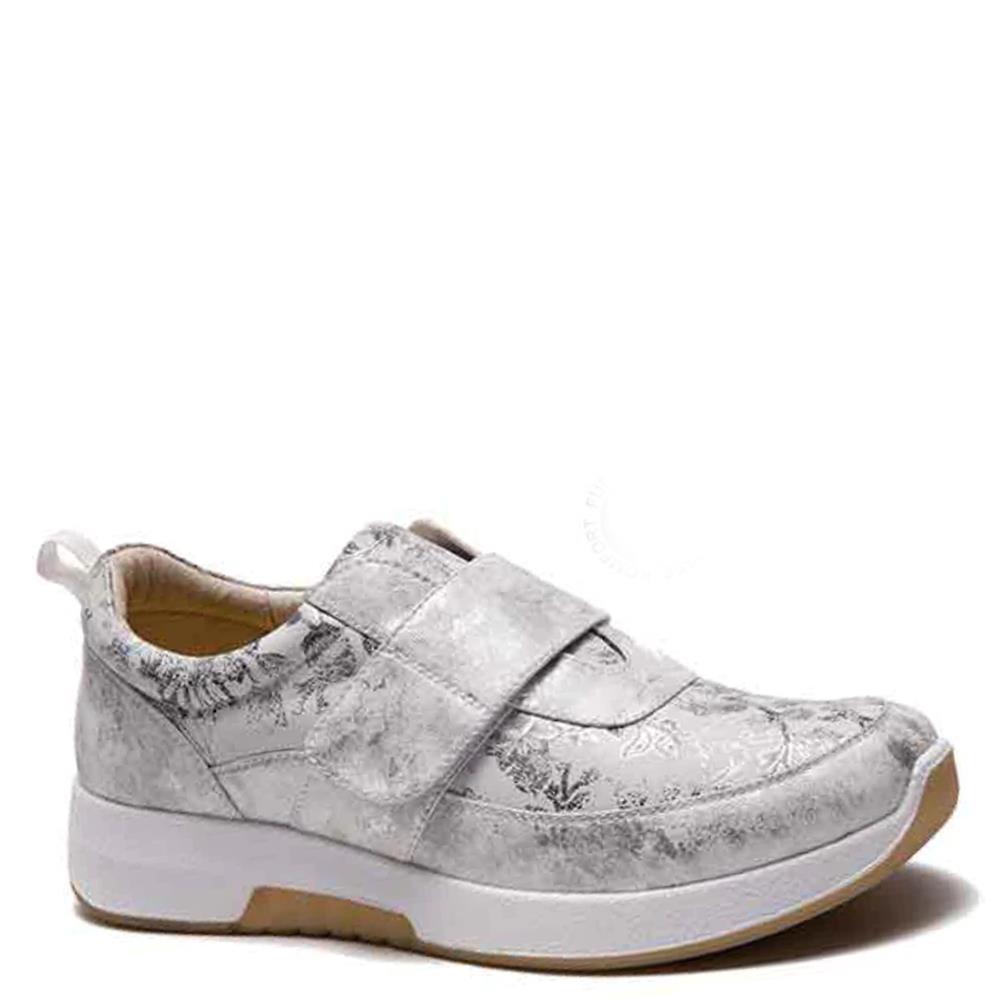 G COMFORT WOMENS VELCRO STRAP TRAINER WHITE SILVER Paul Byron Shoes