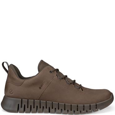 ECCO MENS GORETEX GRUUV LACE TRAINER - DARK CLAY