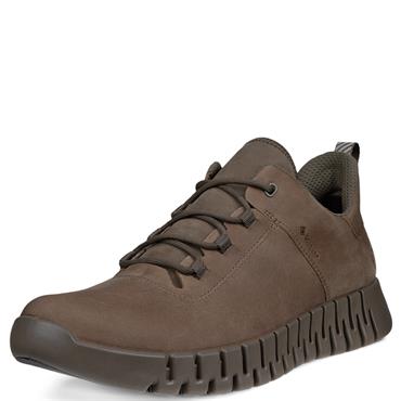ECCO MENS GORETEX GRUUV LACE TRAINER - DARK CLAY