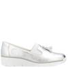 RIEKER WOMENS WEDGE TASSEL SLIP ON SHOE - SILVER