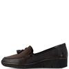 RIEKER WOMENS LEATHER SLIP ON SHOE - BROWN