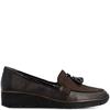 RIEKER WOMENS LEATHER SLIP ON SHOE - BROWN