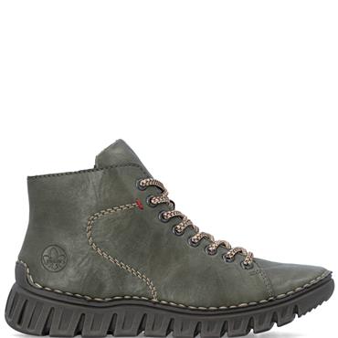 RIEKER WOMENS WARM LINED ZIP ANKLE BOOT - GREEN