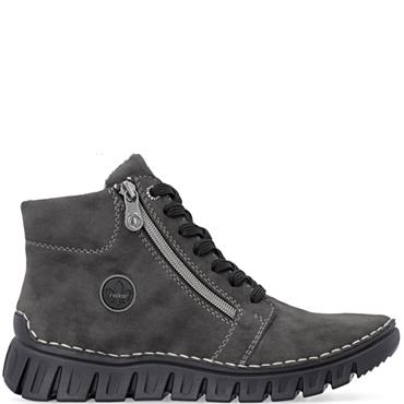 RIEKER WOMENS ZIP ANKLE BOOT - GREY