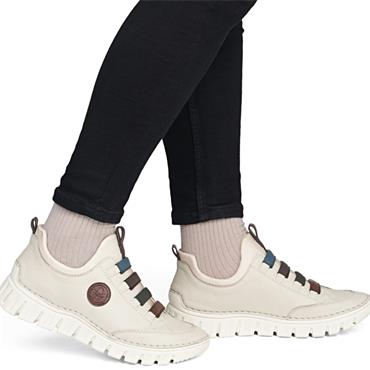 RIEKER WOMENS SLIP ON TRAINER - BEIGE