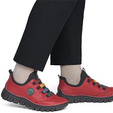 RIEKER WOMENS SLIP ON TRAINER - RED