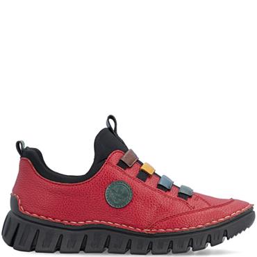 RIEKER WOMENS SLIP ON TRAINER - RED