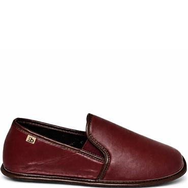 BEREVERE MENS FULL SLIPPER - BURGUNDY LEATHER