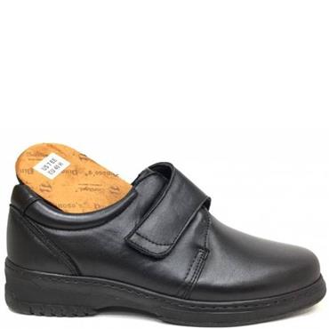 PINOSO MENS EXTRA WIDE FIT VELCRO SHOE - BLACK