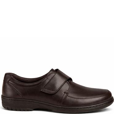 PINOSO MENS EXTRA WIDE FIT VELCRO SHOE - BROWN
