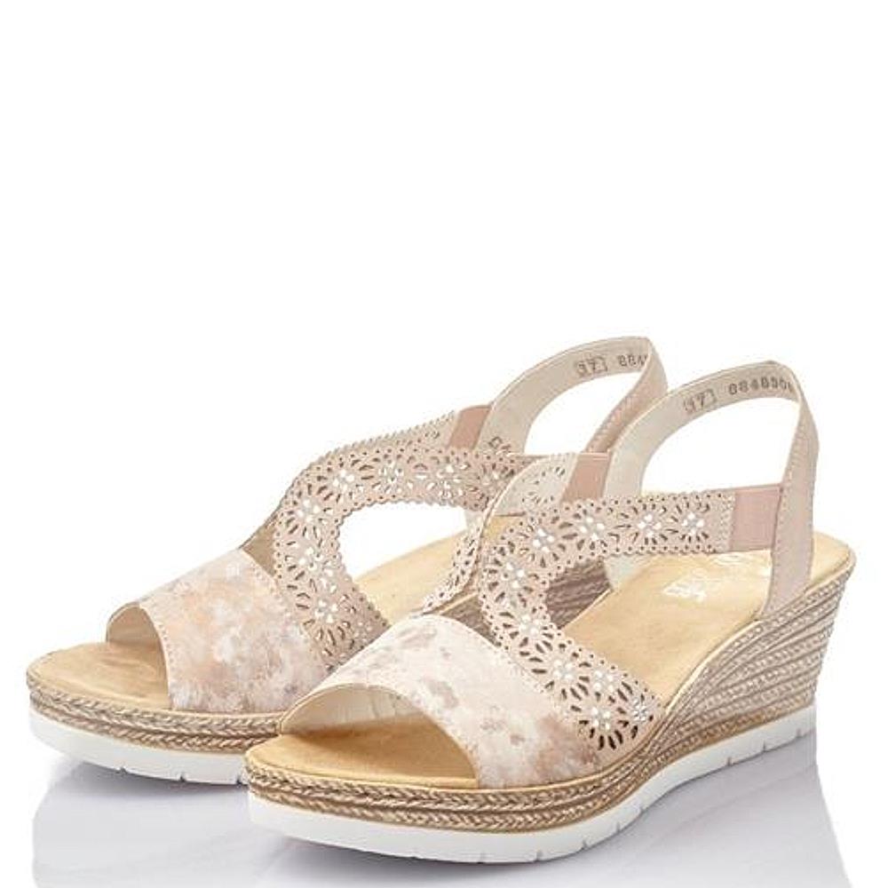 RIEKER WOMENS WEDGE STRAP SANDAL - ROSA | Paul Byron Shoes | Ireland