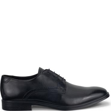 ECCO MENS PLAIN TOE DRESS LACE SHOE - BLACK